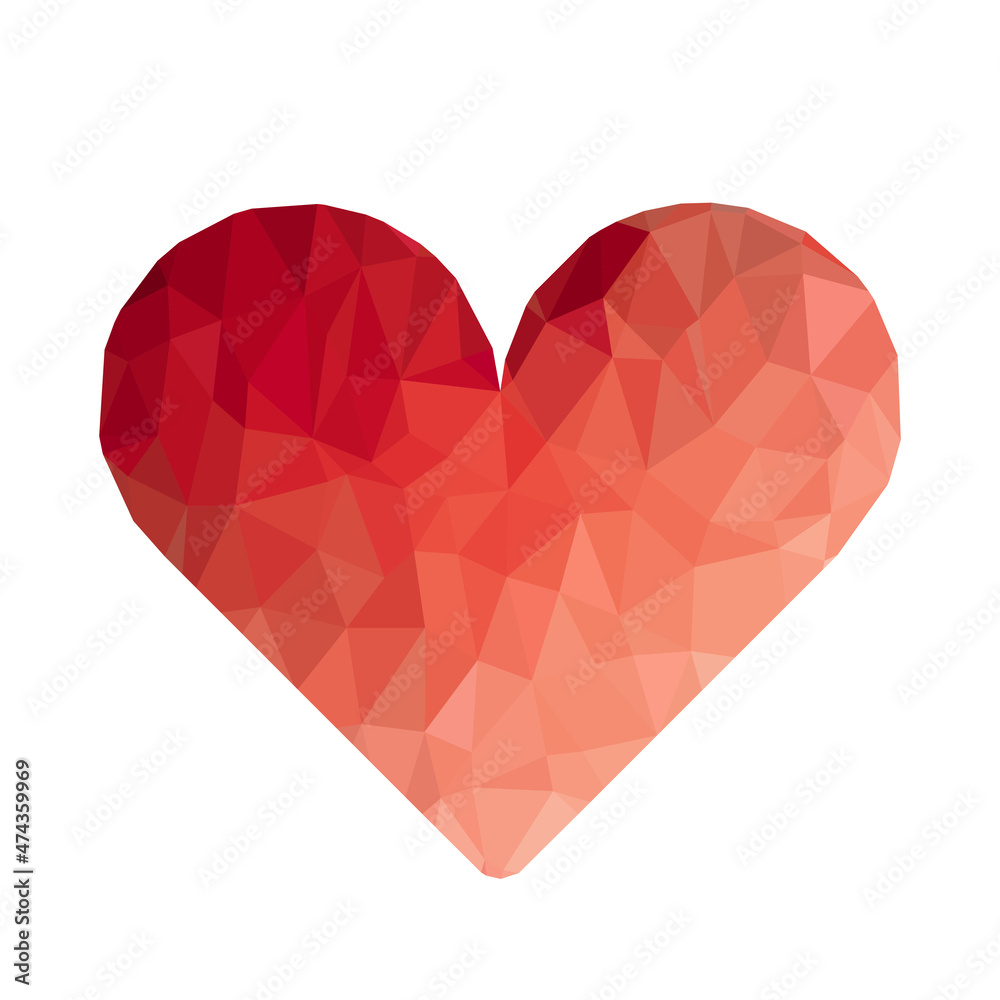 Red heart shape low poly wireframe style. Icon Vector illustration Red heart shape low poly wireframe style. Icon Vector illustration
