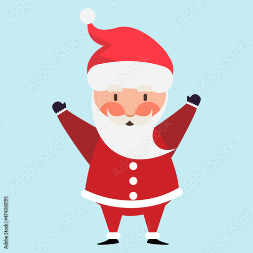 Santa clause illustration standing and showing hands with happy time .