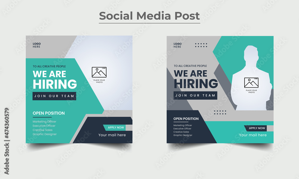 Fototapeta premium We Are Hiring Social Media Post Design Template