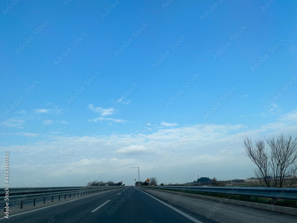 Fototapeta premium driving on the road in December