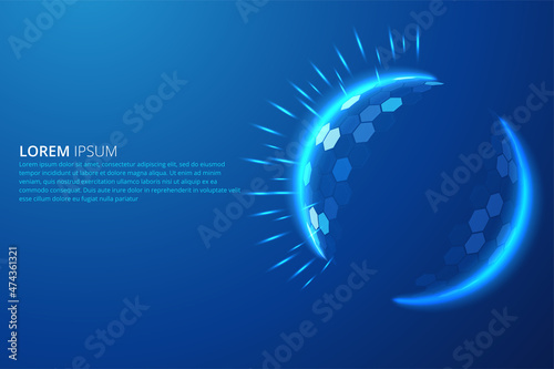 Dome shield geometric vector illustration on a blue background