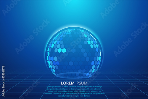 Dome shield geometric vector illustration on a blue background