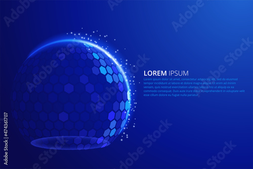 Dome shield geometric vector illustration on a blue background