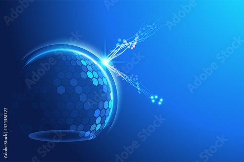 Bubble shield futuristic vector illustration on a blue background photo