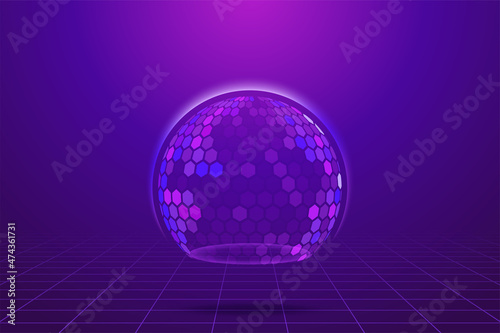 Dome shield geometric vector illustration on a blue background