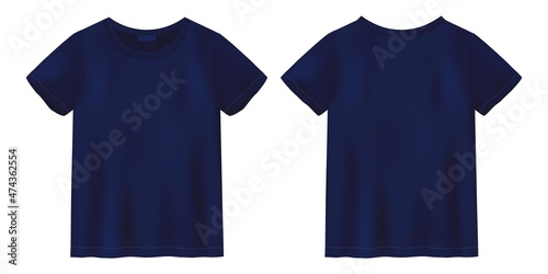 Unisex blue t shirt mock up. Short sleeve tee. T-shirt design template.