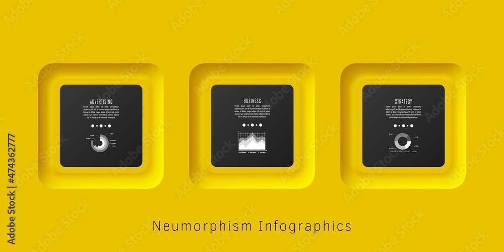 Obraz premium Neumorphism infographics template for chart, diagram, web design, presentation, workflow layout