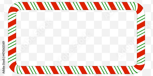 Rectangle border frame. Christmas candy cane. Vector isolated.