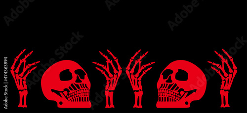 Skull icon, halftone neon color background for fashion design, patterns, tattoos on the stripes background 