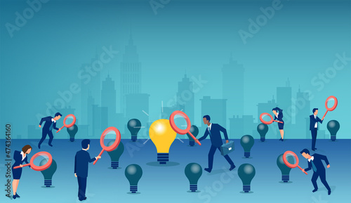 Vector of business people searching for new bright business ideas