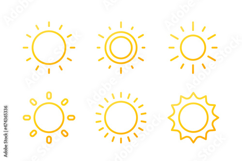 sun line icons set on white
