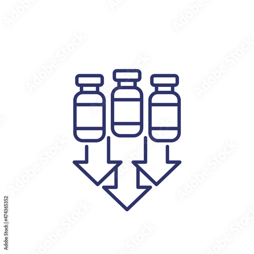 vaccine delivery line icon on white