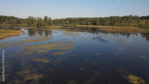 A flight over the lake.Autumn over Lake Komosa and in the forests of Podlasie. photo