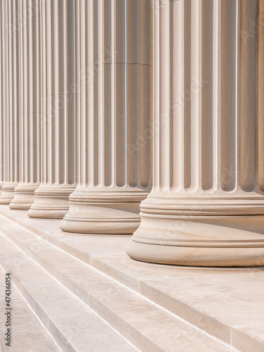 Neoclassic Greek columns in a close-up shot.