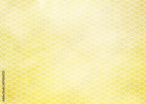 Line art background with gold scales. Japanese washi paper texture with gold scale pattern.