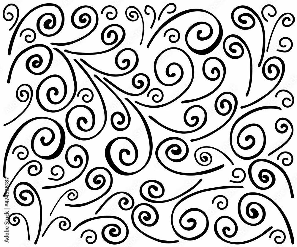 black and white pattern of curls and spirals black and white pattern of curls and spirals