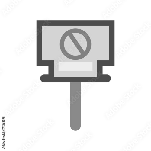 Banned Flat Grayscale Vector Icon Design
