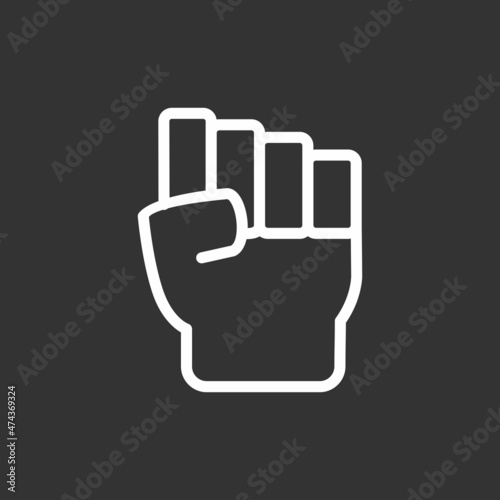  Fist Line Inverted Vector Icon Design
