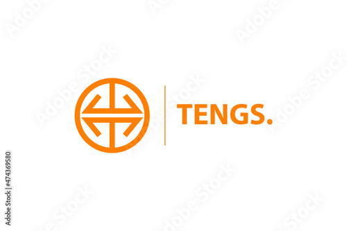 logo text with orange color with initial letter t
