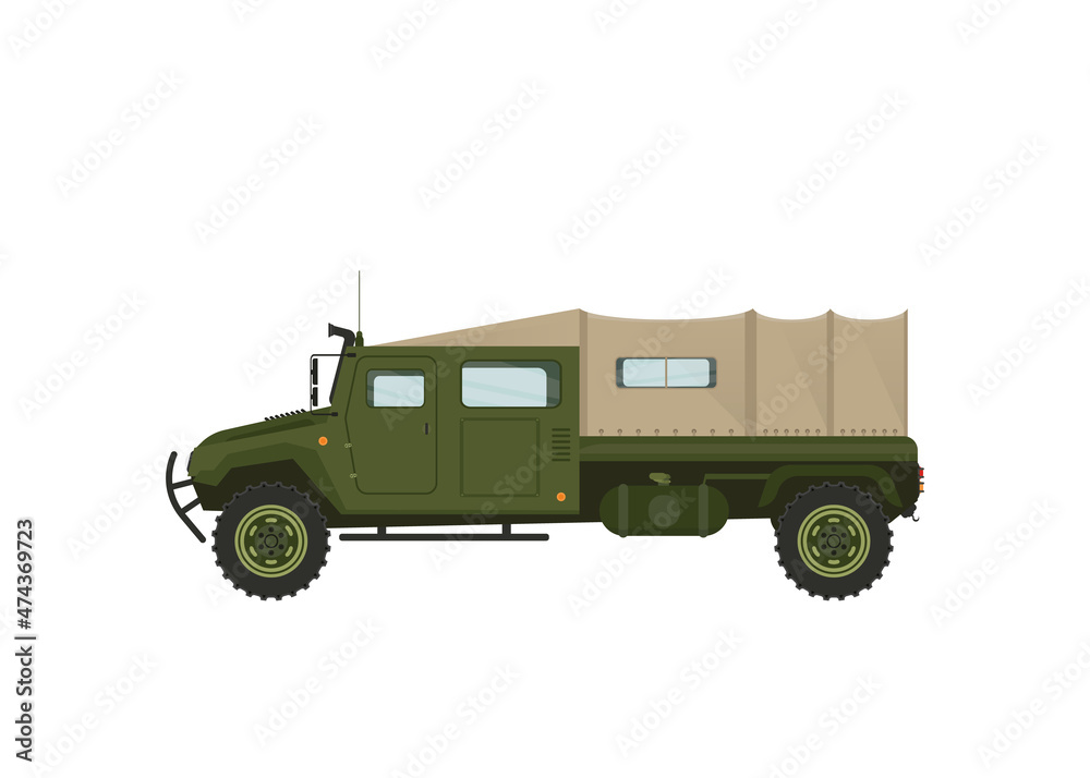 Fototapeta premium Extreme travel car isolatedillustration on white background. Off road 4x4 auto vehicle