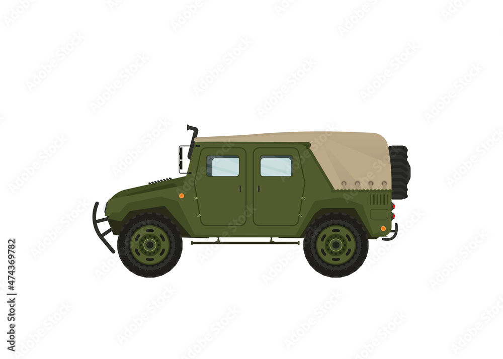 Extreme travel car isolatedillustration on white background. Off road 4x4 auto vehicle