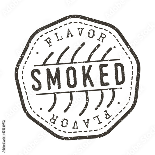 Smoked Flavor Delicious Quality Barbeque Recipe. Traditional Steak Food Stamp Design Vector Art.