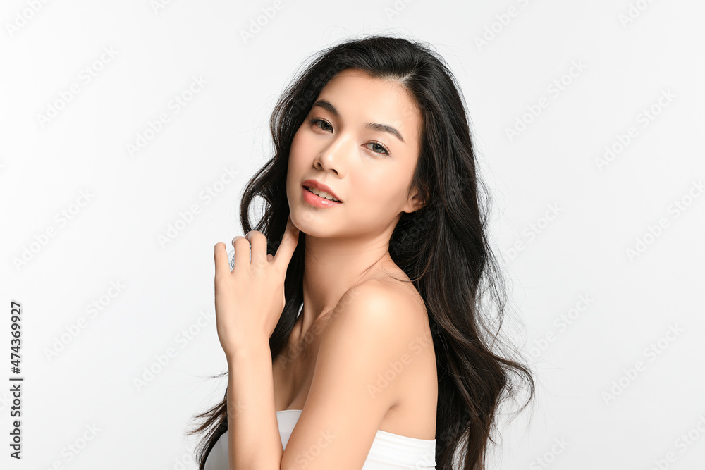 Beautiful young asian woman with clean fresh skin on white background, Face care, Facial treatment, Cosmetology, beauty and spa, Asian women portrait. Beautiful young asian woman with clean fresh skin on white background, Face care, Facial treatment, Cosmetology, beauty and spa, Asian women portrait.