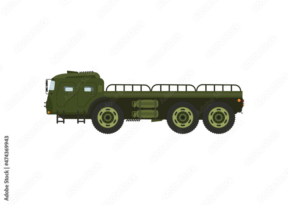 Military truck vector and illustration on white background