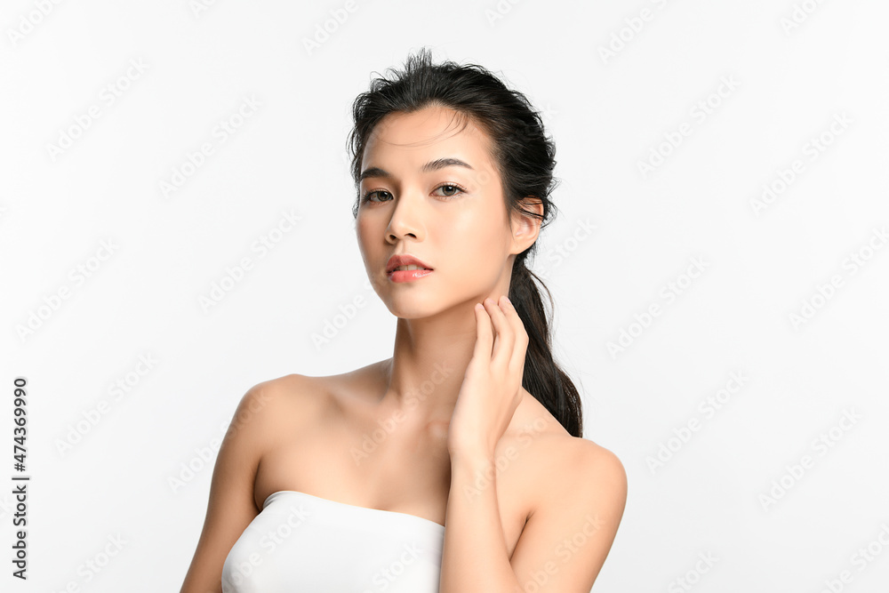 Beautiful young asian woman with clean fresh skin on white background, Face care, Facial treatment, Cosmetology, beauty and spa, Asian women portrait. Beautiful young asian woman with clean fresh skin on white background, Face care, Facial treatment, Cosmetology, beauty and spa, Asian women portrait.