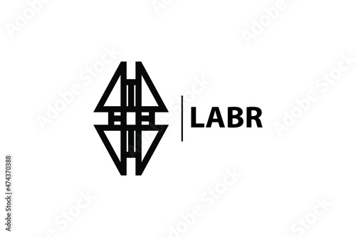 black outline line combination logo labr