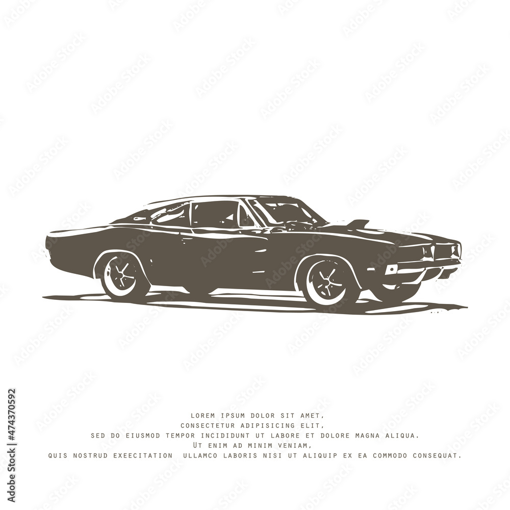 classic car vector illustration retro style, muscle car, old cars