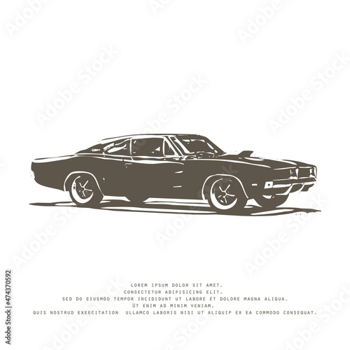 classic car vector illustration retro style  muscle car  old cars