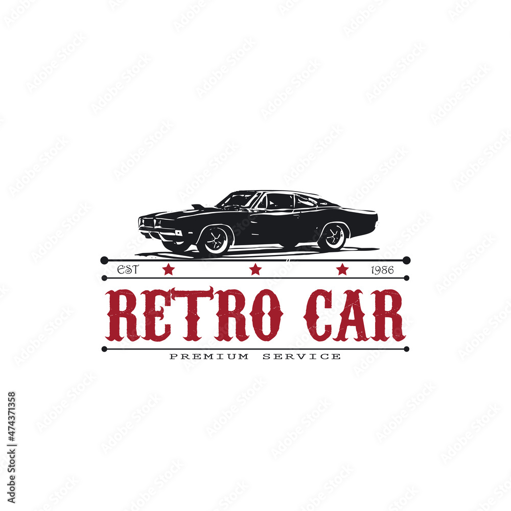 logo classic car shilhouette vector illustration, old car logo good for bussines