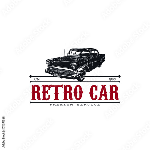 logo classic car shilhouette vector illustration  old car logo good for bussines