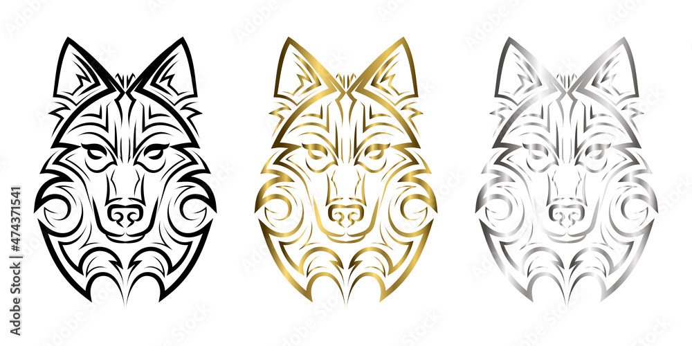 Line art of wolf head. Good use for symbol, mascot, icon, avatar, tattoo, T Shirt design, logo or any design you want.