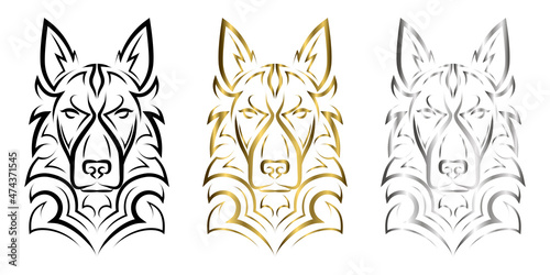 line art of german shepherd dog head. Good use for symbol, mascot, icon, avatar, tattoo, T Shirt design, logo or any design you want.