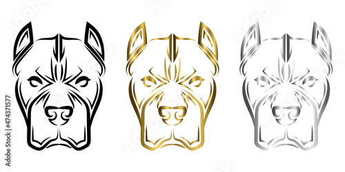 line art of pitbull dog head. Good use for symbol, mascot, icon, avatar, tattoo, T Shirt design, logo or any design you want.