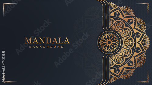 Obraz na plátně Luxury mandala background with golden arabesque pattern Arabic Islamic east style
