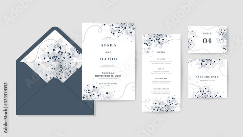 set of elegant wedding invitation template