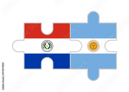 puzzle pieces of paraguay and argentina flags. vector illustration isolated on white background