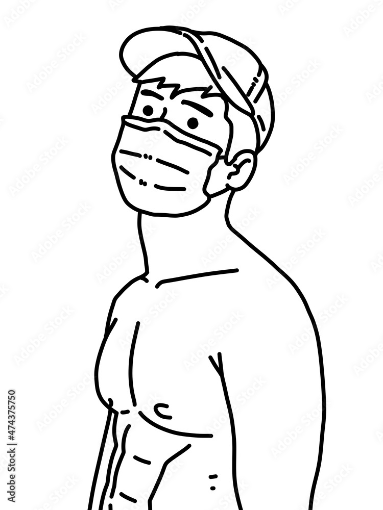 Fototapeta premium black and white of cute man cartoon for coloring