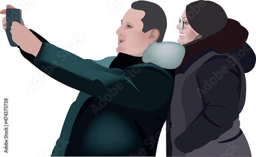 people with mobile phones make themselves selfi -
