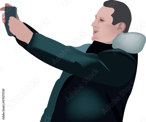 people with mobile phones make themselves selfi -
