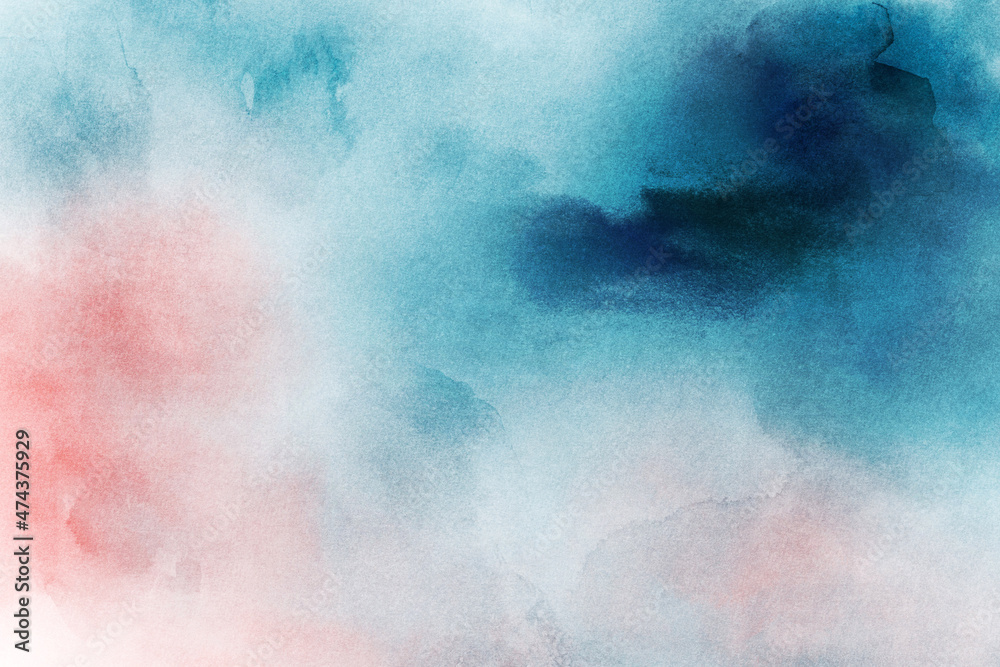 Turquoise and Peach Watercolor Abstract Ombre Background