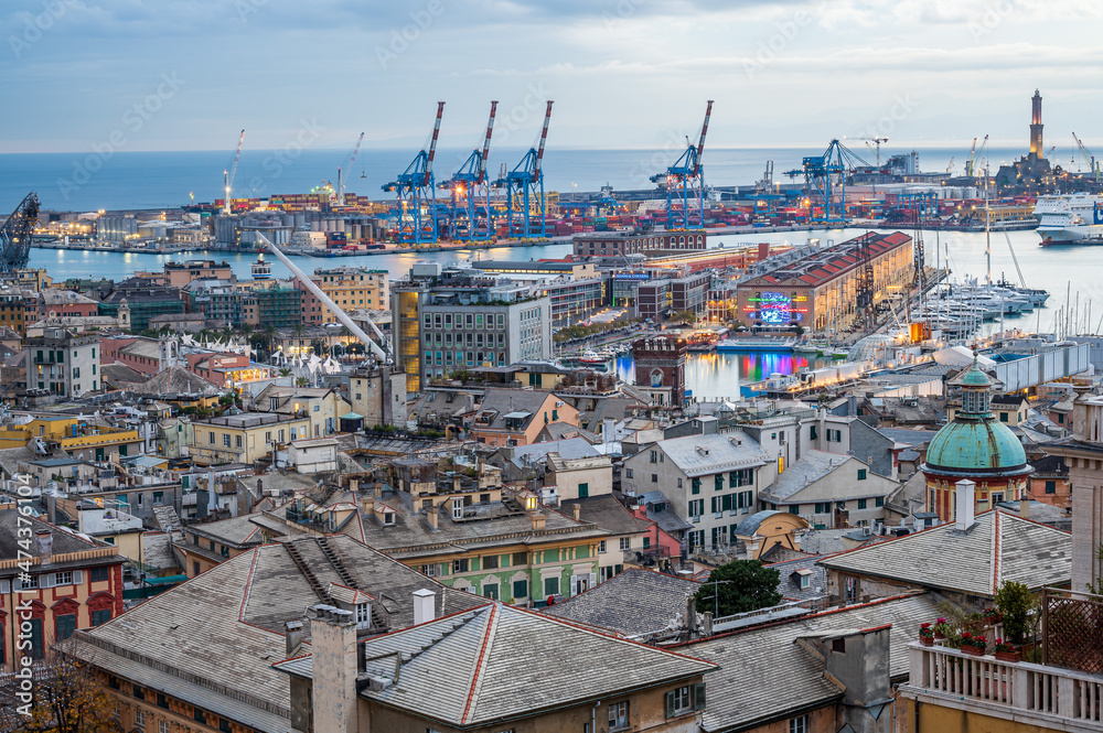View of the old town of Genoa