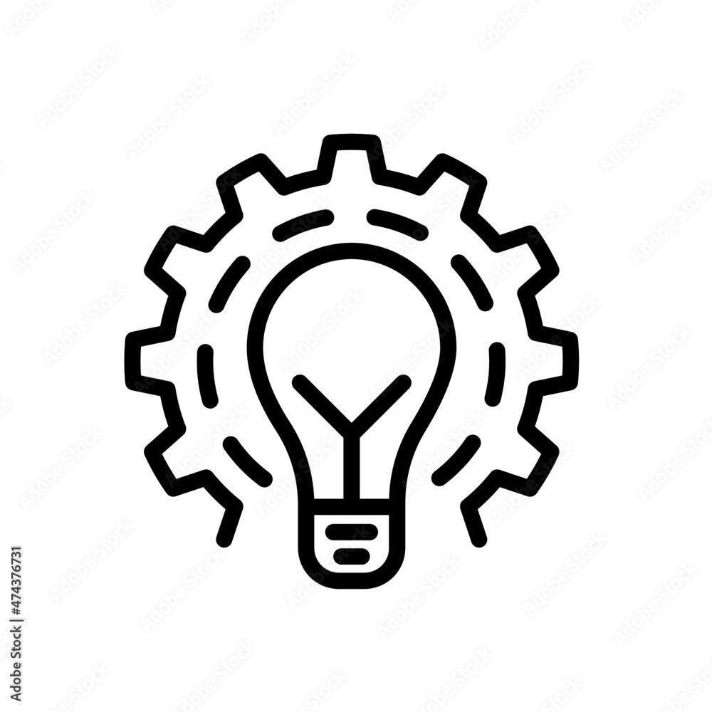 light bulb icon vector Brainstorming Icon line style Black and White light bulb icon vector Brainstorming Icon line style Black and White