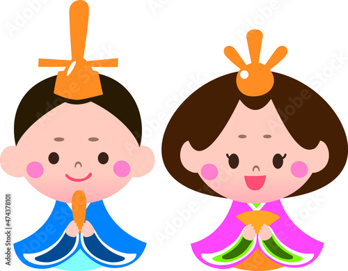 Hinamatsuri for Japanese children Illustrations of Hina-sama and Uchiura-sama
