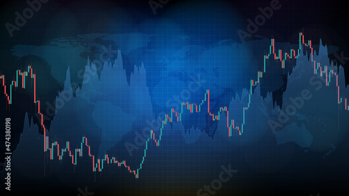 abstract background of futuristic technology candle stick bar chart graph