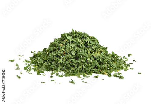dried parsley isolated on white background.