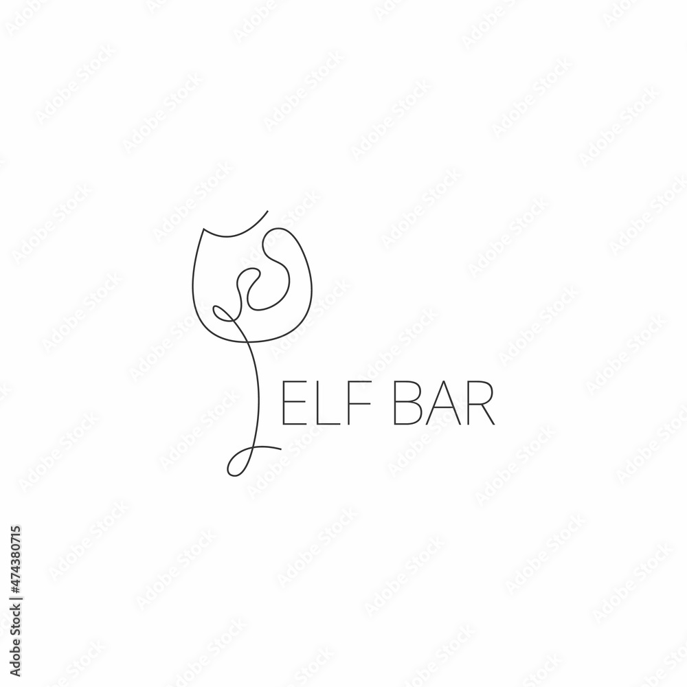 Solid line. Minimalistic logo of an alcoholic establishment. Logo for a bar, shop, restaurant. Solid line outline style with Solid line. Minimalistic logo of an alcoholic establishment. Logo for a bar, shop, restaurant. Solid line outline style with